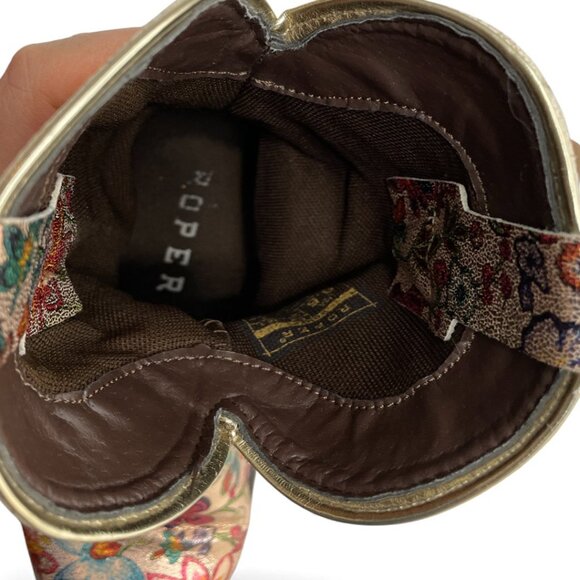 Roper Floral Paisley Print Faux Leather Ankle Cowgirl Western Boots Women's 6.5 - Picture 8 of 12